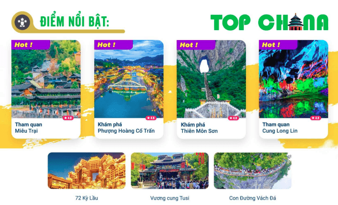 TOUR TRUNG QUỐC: ÂN THI - PHƯỢNG HOÀNG CỔ TRẤN - TRƯƠNG GIA GIỚI 6N5Đ